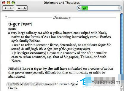 Mac中通过Dictionary翻译不同意思的单词