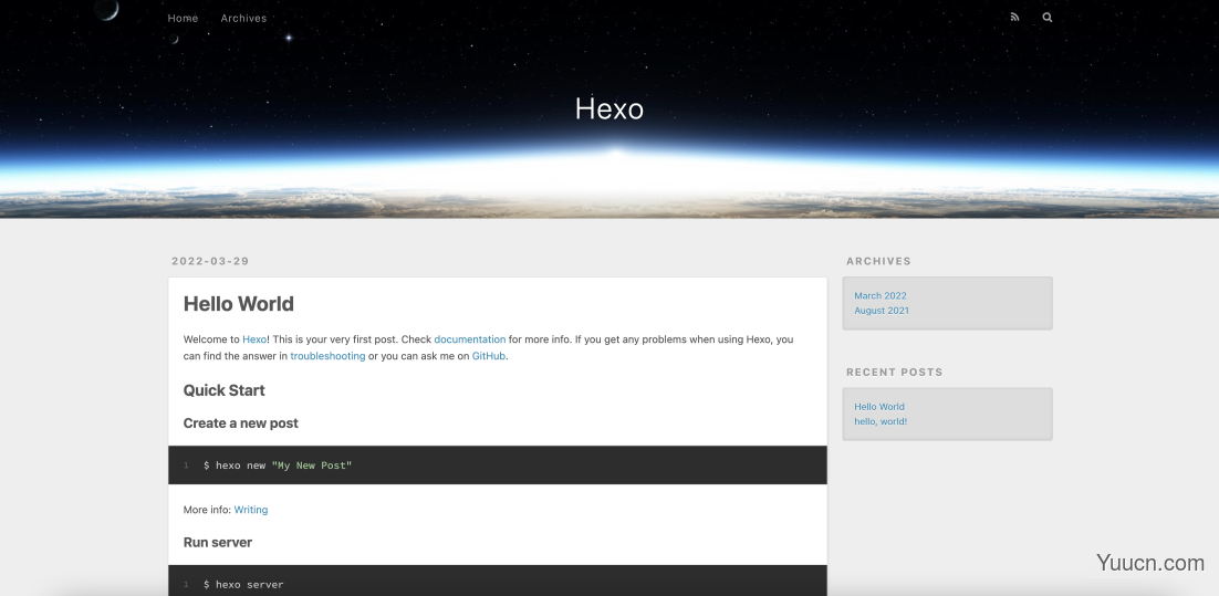 Hexo博客框架—轻量、一令部署