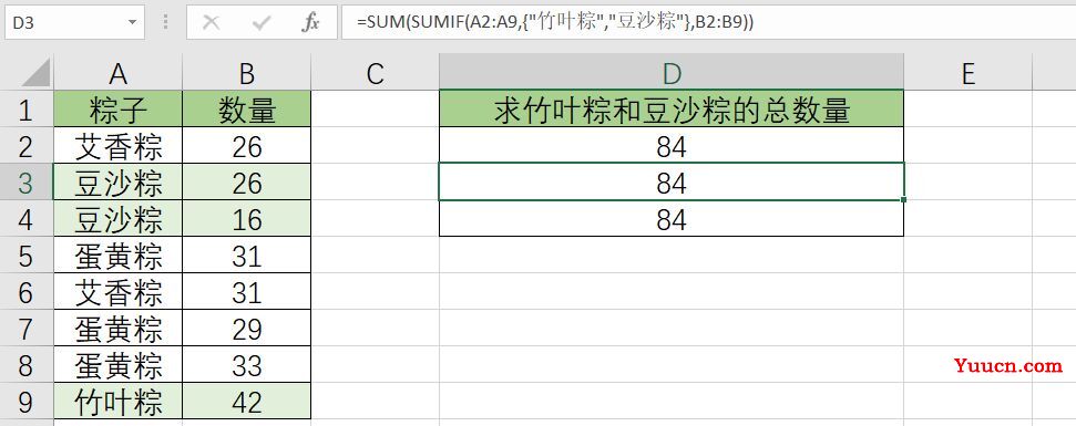 条件求和:sumif函数的数组用法