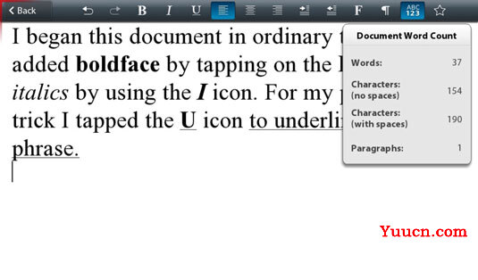 使用Word创建文档以在BlackBerry PlayBook上运行