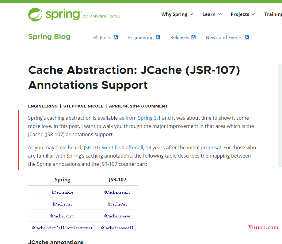 JAVA缓存规范 —— 虽迟但到的JCache API与天生不俗的Spring Cache