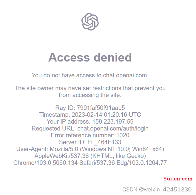 chatgpt 无法登录报错Access denied、OpenAl‘s services are not available in yourcountry. (error=unsupported ）