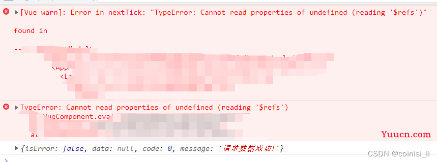 [Vue warn]: Error in v-on handler: “TypeError: Cannot read properties of undefined (reading ‘$refs‘)