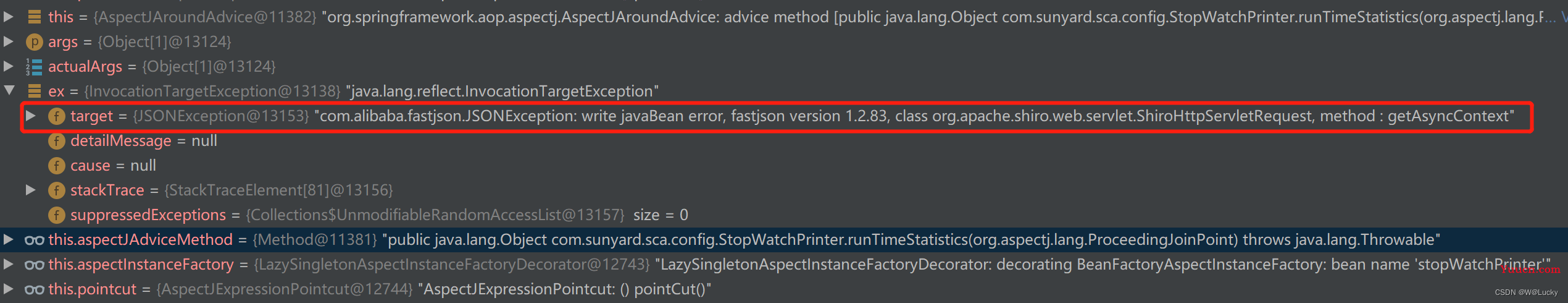 “write javaBean error, fastjson version 1.2.83, class org.apache.shiro.web.servlet.ShiroHttpServletR