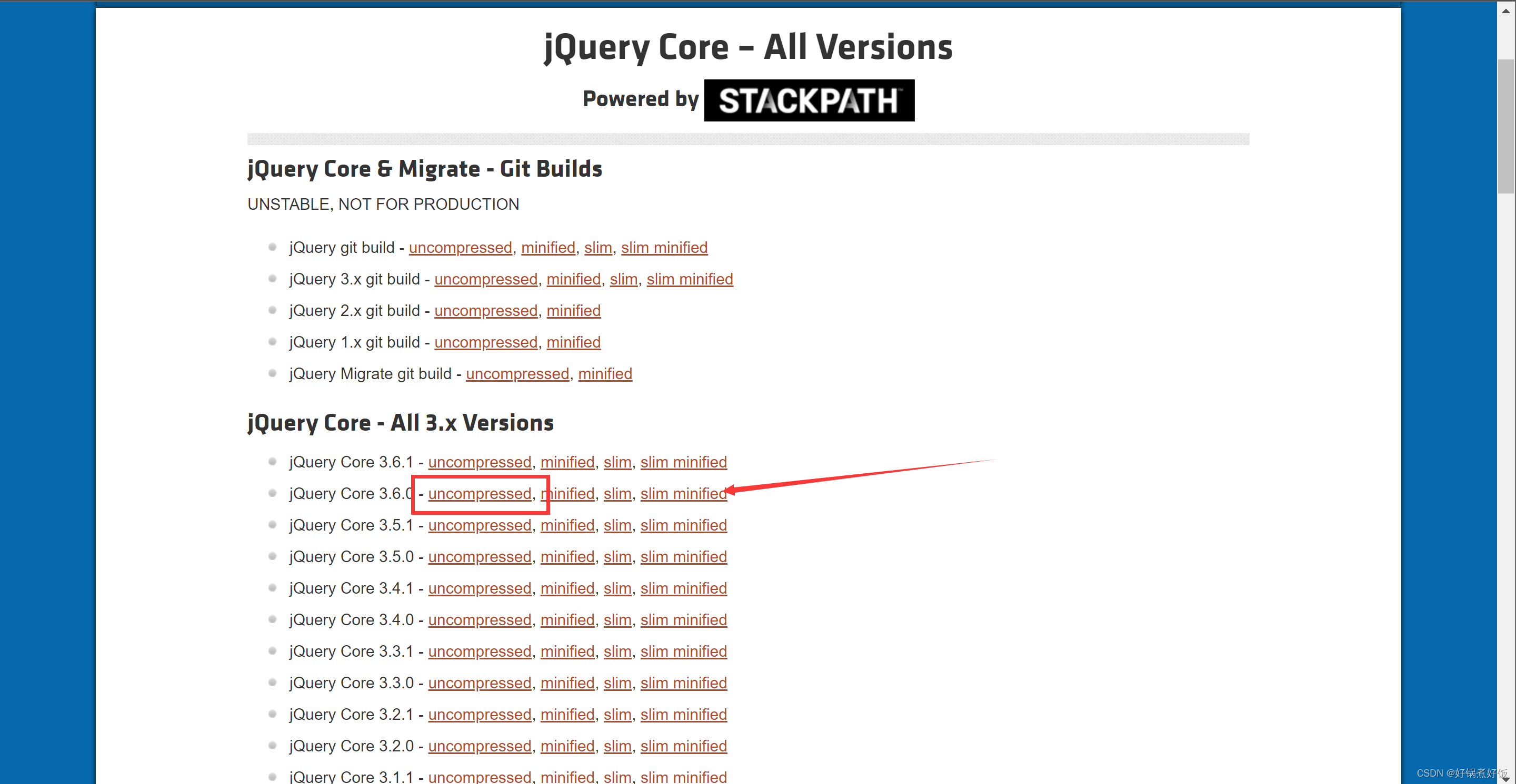 关于jquery-3.6.0.js怎么下载，怎么找到自己想要的版本下载